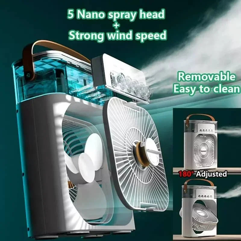 3-in-1 Portable Air Cooler: Fan, Air Conditioner with LED Humidifier