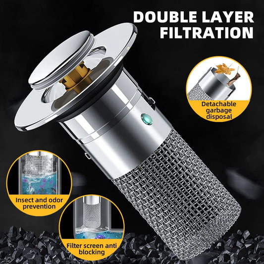 LuxuryPop Stainless Steel Pop-Up Sink Drain Filter